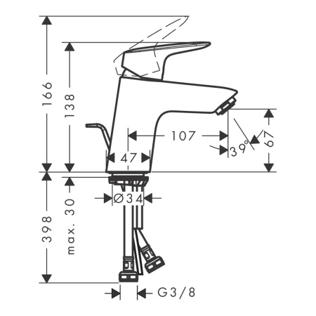 Смеситель для раковины с донным клапаном Hansgrohe Logis 71070670