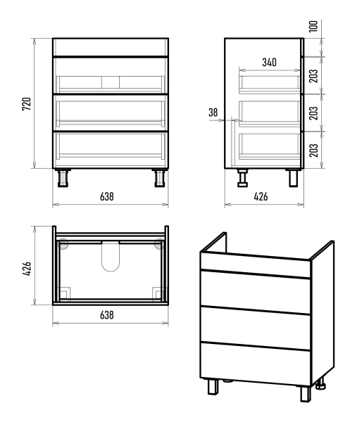 Тумба под раковину Brevita Gloster 70 GLOS-06070-48-2