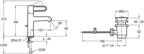Смеситель для раковины Jacob Delafon Odeon Rive Gauche E21028-BL-CP