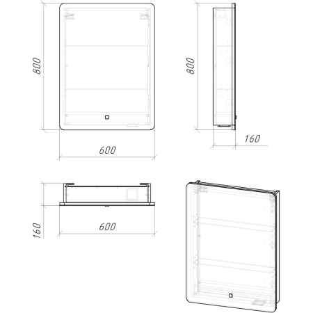 Зеркало-шкаф (60х80) Grossman Адель 206004 с LED подсветкой правая