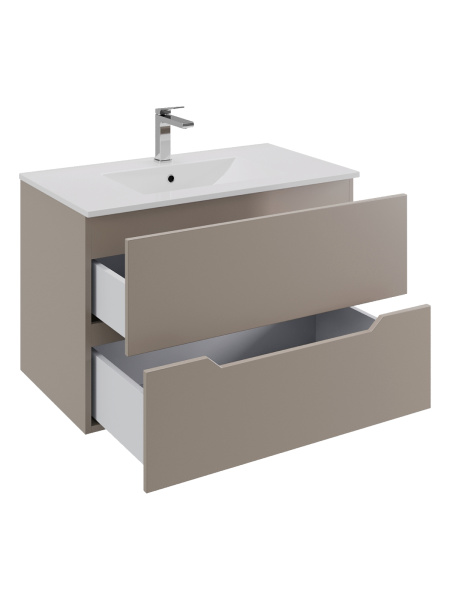 Тумба с раковиной подвесная Orange Line Li-70TuL+Ra  латте матовый