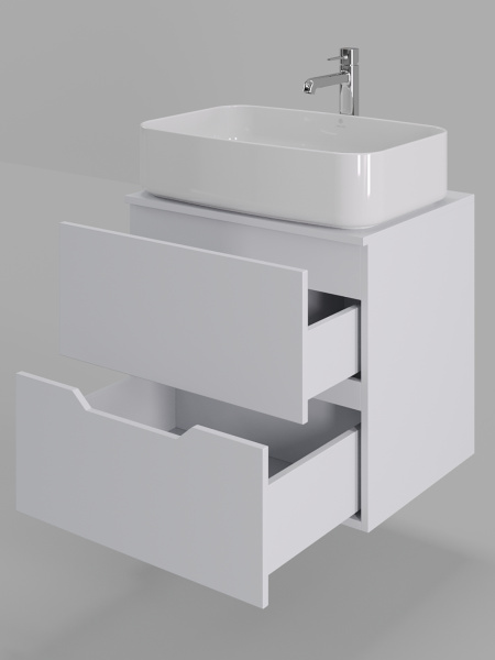 Тумба с раковиной подвесная 60 см Orange Line Li-60TuwMDF+B07-600W белый