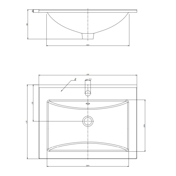 Раковина встраиваемая Onika Бергамо 60 CDB00018580