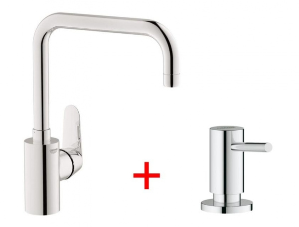 Смеситель для кухни Grohe комплект Eurodisc Cosmopolitan (32259002) + дозатор Cosmoolitan (40535000) 124112