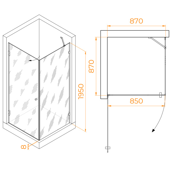 Душевой уголок (90х90) RGW Hotel HO-034 35063499-11 прозрачное