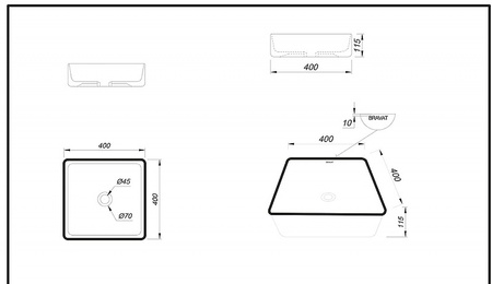 Раковина накладная Bravat 40 C22356K-ENG
