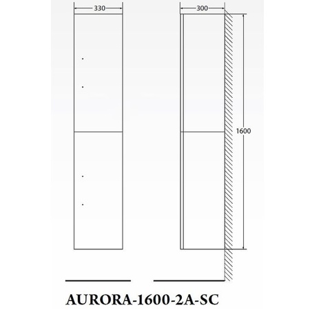 Пенал BelBagno AURORA-1600-2A-SC-BL-P-R Bianco Lucido