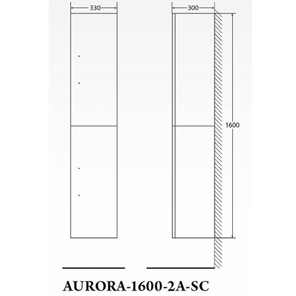 Пенал BelBagno AURORA-1600-2A-SC-BL-P-R Bianco Lucido