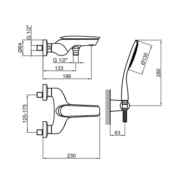 Смеситель для ванны Webert Aria AI850101844, белый Смеситель для ванны Webert Aria AI850101844, белый