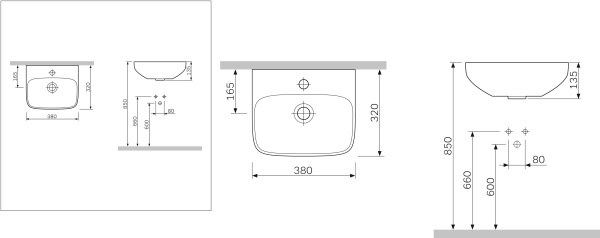 Раковина подвесная (38х32) Am.Pm Universal C504811WH