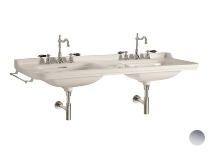 Раковина двойная (150х55) Kerasan Waldorf 4143K1bi/cr*1 белый