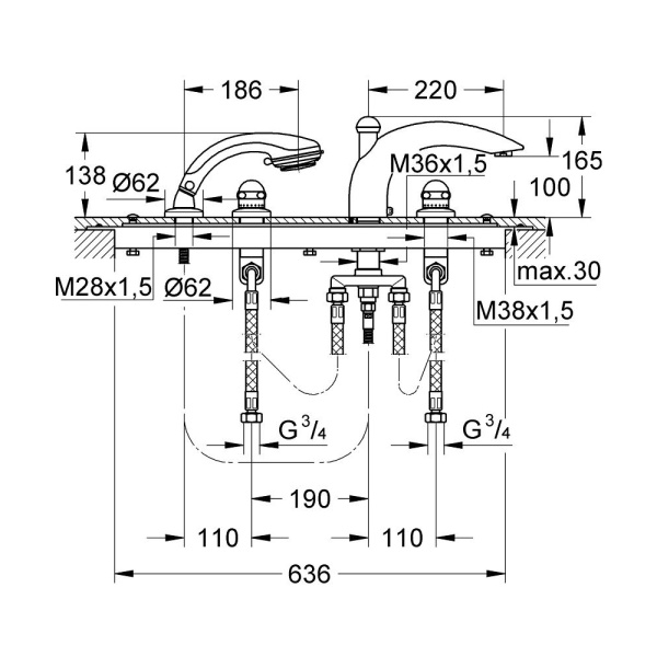 Смеситель Grohe Sentosa 25551IG0 на борт ванны