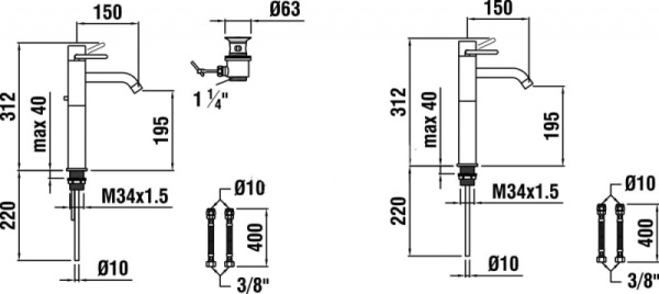 Смеситель для умывальника Laufen Twinprime 3.1132.1.004.120.1 Смеситель для умывальника Laufen Twinprime 3.1132.1.004.120.1