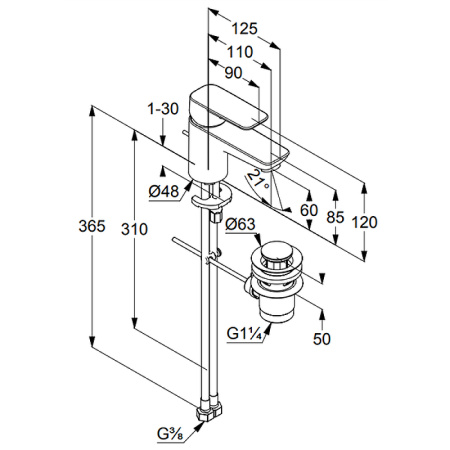Смеситель для раковины Kludi Pure&Style 403850575