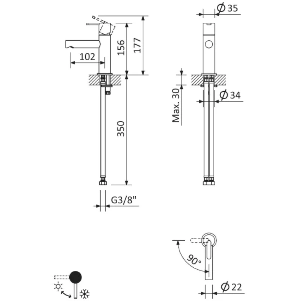 Смеситель для раковины Cezares Leaf LEAF-LSM1-SS