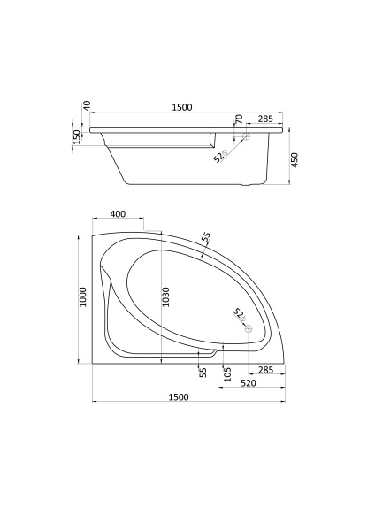 Акриловая ванна (150х100)  Santek Гоа R  1WH112032