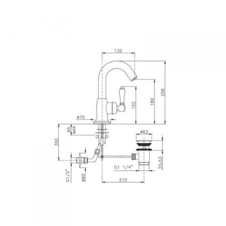 Смеситель однорычажный для раковины Nicolazzi Cinquanta 3454CR76C