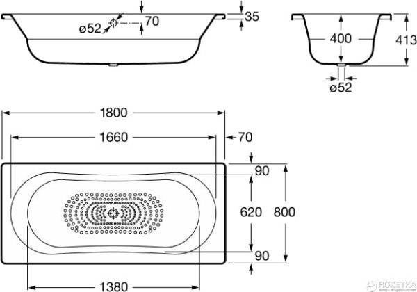 Ванна стальная Roca DUO PLUS 221670000