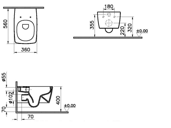 Подвесной унитаз Vitra Metropole черный матовый 7672B083-0101
