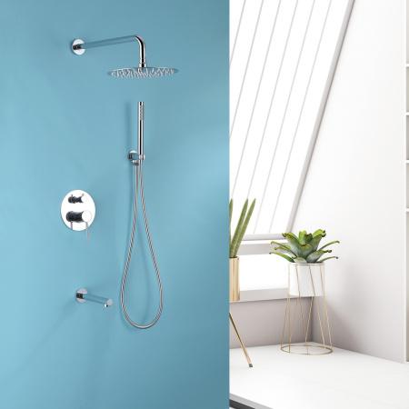 Душевой комплект ABBER Emotion AF8817 скрытого монтажа с изливом, хром