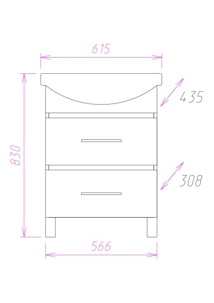Тумба под раковину напольная Onika Дельта 60 106090
