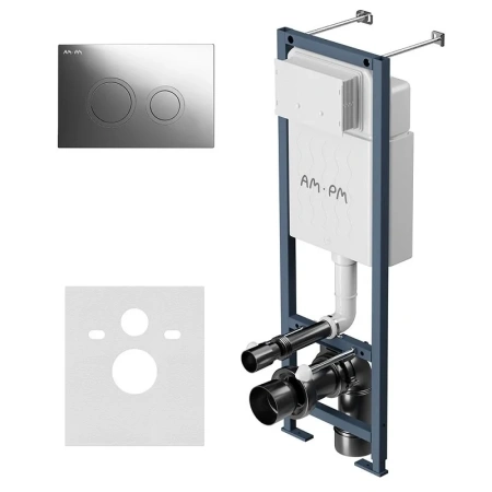 Инсталляция для подвесного унитаза узкая Am.Pm ErgoFit I012711.0151 с кнопкой смыва, хром глянец