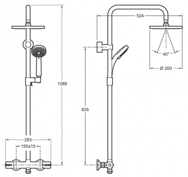 Душевая система с термостатом для душа Jacob Delafon July E45716-CP