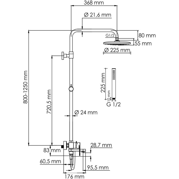 Душевая система WasserKraft BK17401CB Душевая система WasserKraft BK17401CB