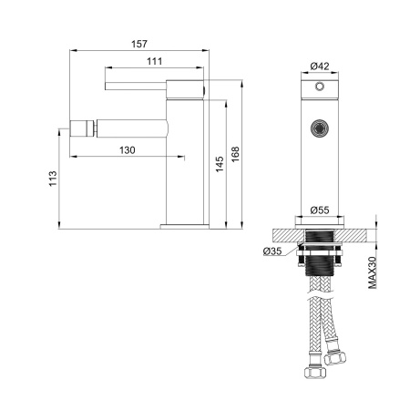 Смеситель для биде WONZON & WOGHAND STICK, белый матовый WW-88339017-MW