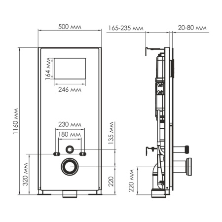 Инсталляция для подвесного унитаза WasserKraft Abens 20TLT.010.ME.WH.CH04