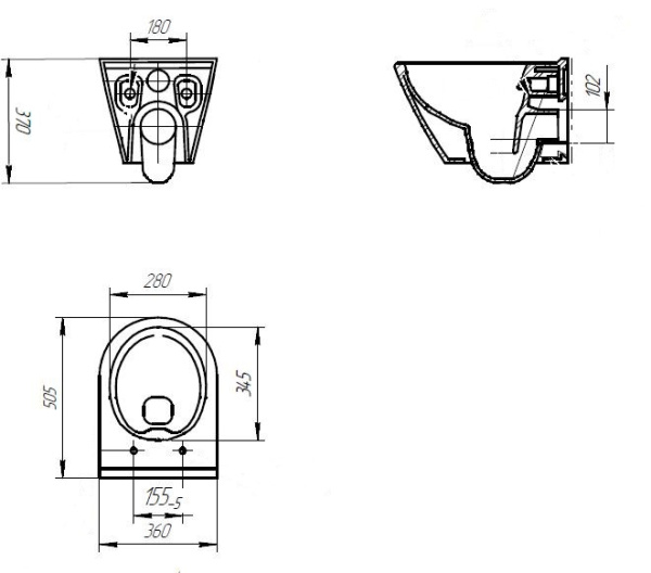 Подвесной унитаз безободковый Cersanit CITY OVAL Clean On DPL EO slim 63114
