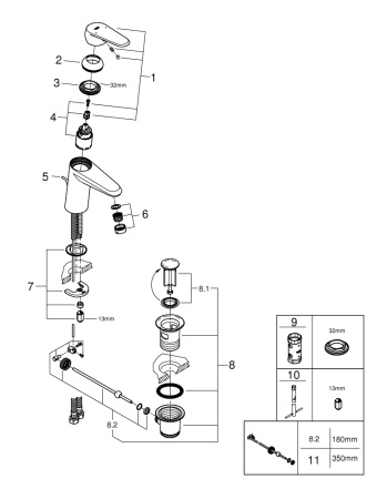 Смеситель однорычажный для раковины Grohe Eurodisc Cosmopolitan 3319020E (3319020E) хром