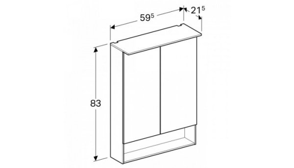 Шкафчик зеркальный 2 дверцы распашные Geberit Acanto 500.644.00.2