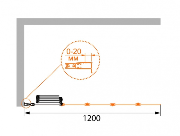 Шторка для ванны Cezares PRATICO-V-5-120/140-P-Cr-R