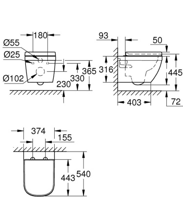 Унитаз подвесной GROHE Euro Ceramic 39703 000 (39703000) микролифт