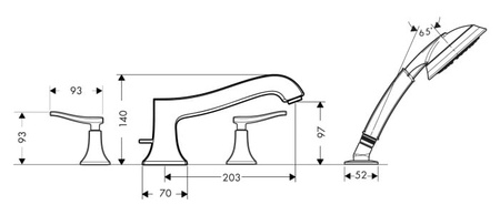 Смеситель для ванны HANSGROHE Metris Classic 31314000