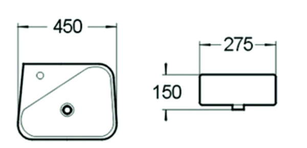 Раковина подвесная (45х27) SantiLine SL-2017R