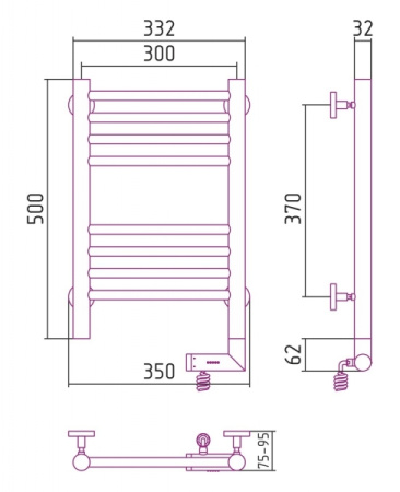 Полотенцесушитель Электрический Cунержа Богема 2.0 Правый (500x300) БЕЛЫЙ 12-5205-5030 Полотенцесушитель Электрический Cунержа Богема 2.0 Правый (500x300) БЕЛЫЙ 12-5205-5030