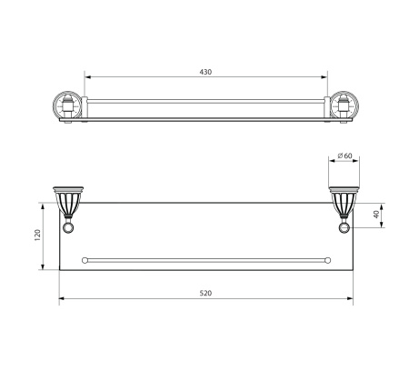 Полка стеклянная с бортиком Socotra ST12611