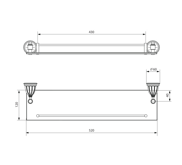 Полка стеклянная с бортиком Socotra ST12611