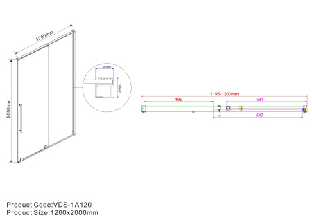Душевая дверь Vincea Arno VPS-1A120CLB, (120х200) черный, стекло прозрачное