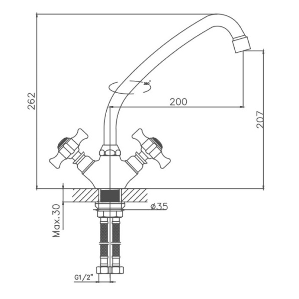 Смеситель для кухни Cron CN4124 Смеситель для кухни Cron CN4124