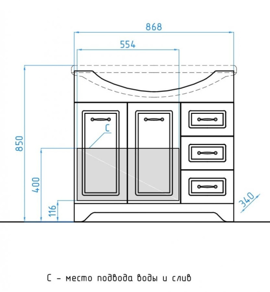 Тумба под раковину напольная Style Line Олеандр-2 90 ЛС-00000241 белый