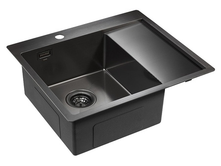 Кухонная мойка Paulmark Alster PM825951-GML вороненая сталь левая
