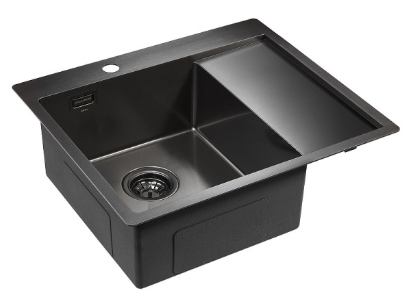 Кухонная мойка Paulmark Alster PM825951-GML вороненая сталь левая