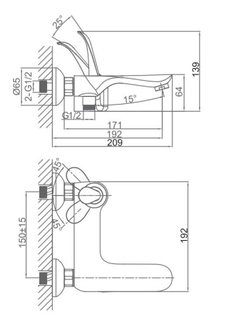 Смеситель для ванны D&K Venice Baciano (DA1033256)