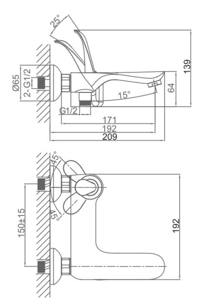 Смеситель для ванны D&K Venice Baciano (DA1033256) Смеситель для ванны D&K Venice Baciano (DA1033256)