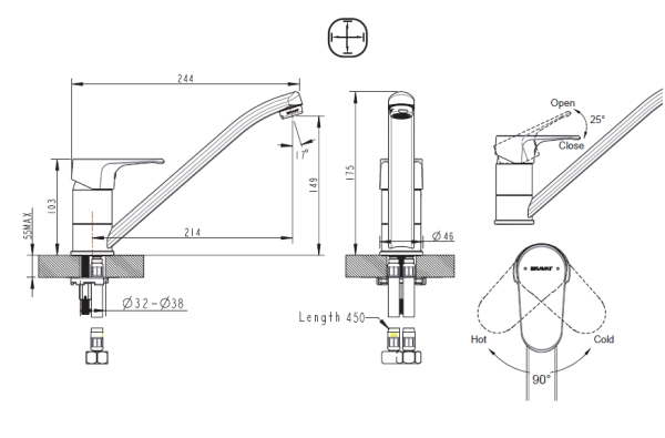 Смеситель для кухни Bravat Alfa F7120178CP-2
