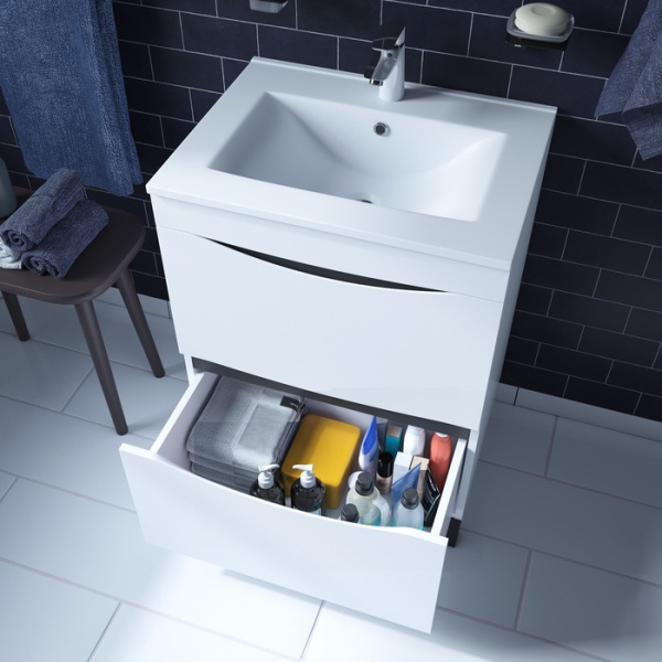 Тумба с раковиной Iddis  Cloud белая,  60 см (CLO60WFi95K)