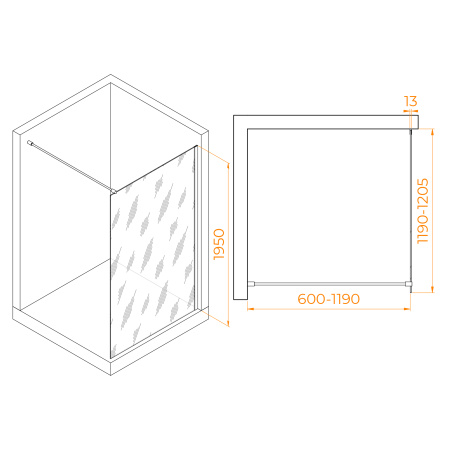 Душевая перегородка 120 см RGW WA-110W Walk In 351011012-15 прозрачное